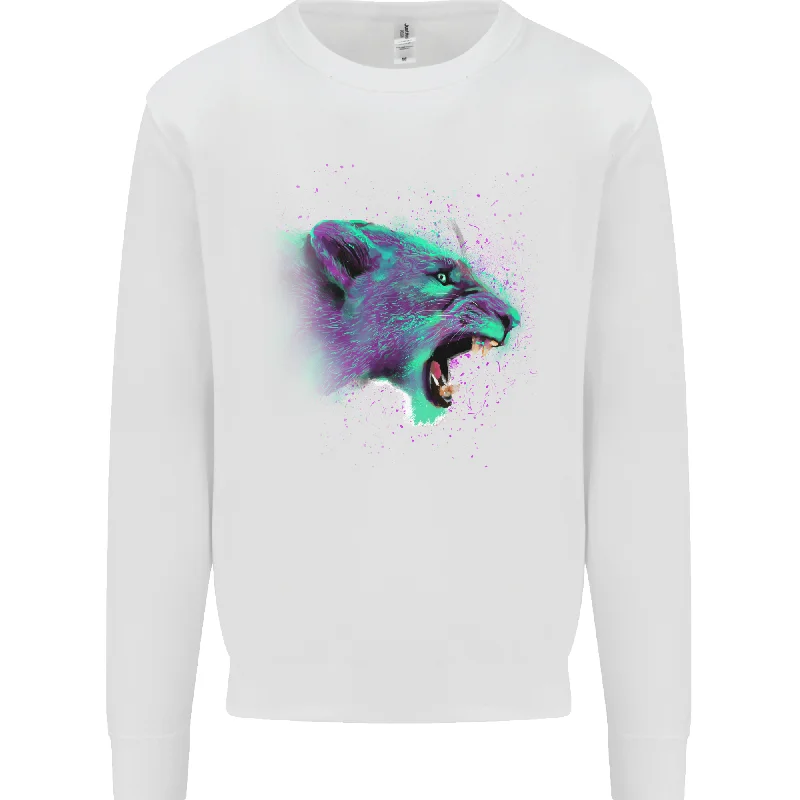 A Watercolour Lion Mens Sweatshirt Jumper Hoodie with Drawstring Waist Adjustable Fitted