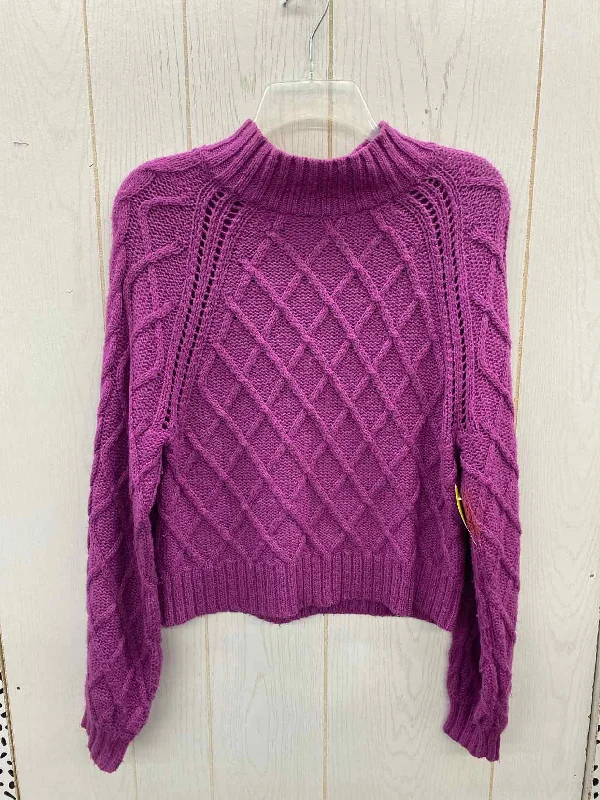 American Eagle Purple Womens Size Small Sweater Plaid Sweater Polka Dot Checkered