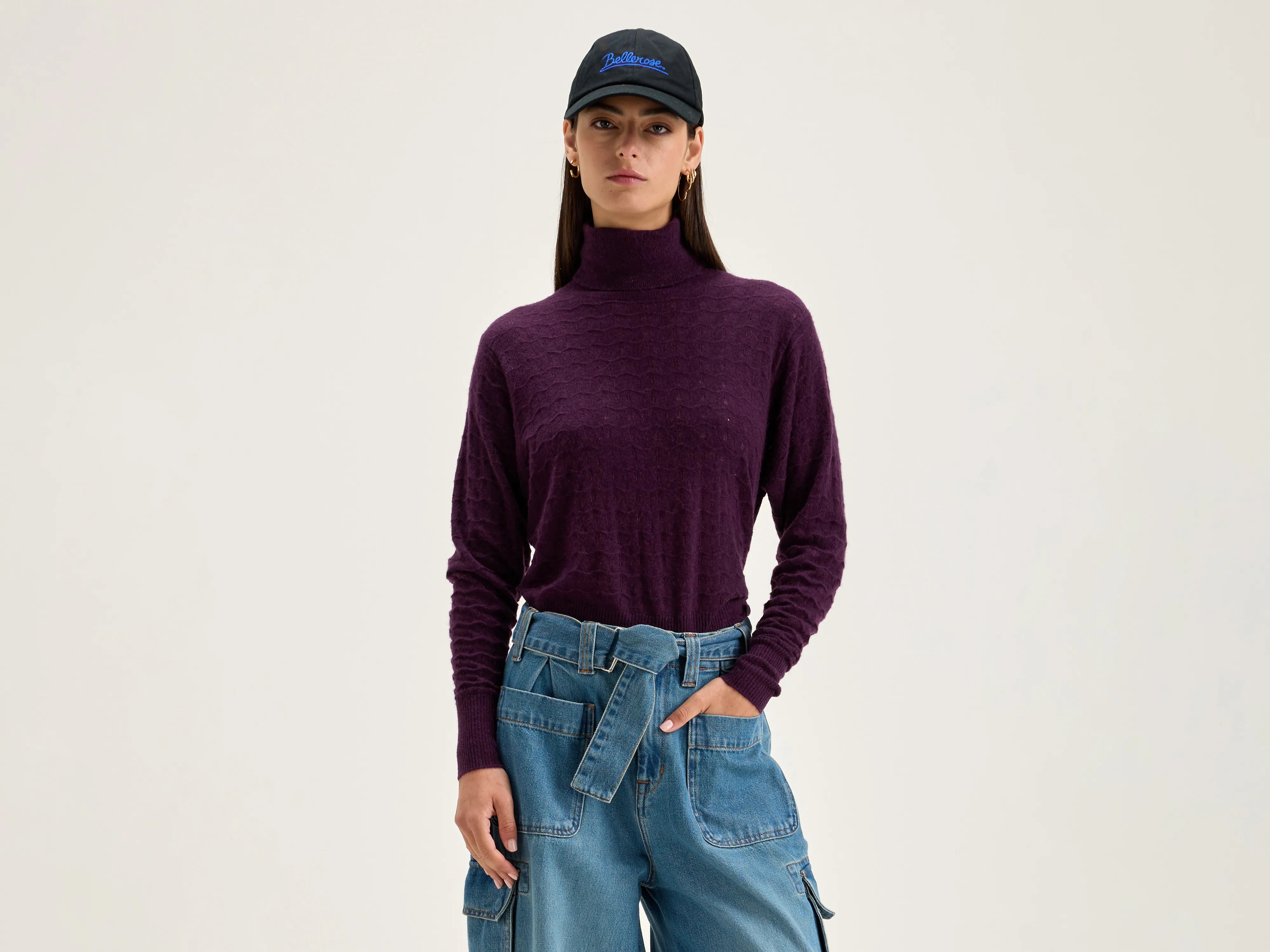 Run turtleneck sweater (242 / W / WINE) Boxy Sweater Fitted Sweater A-Line