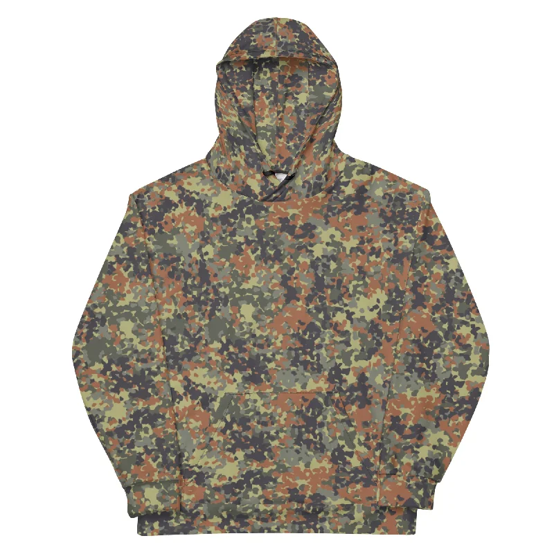 Flecktarn Reconnaissance Camo Brushed Fleece Hoodie Hoodie with Reflective Safety Nightwear