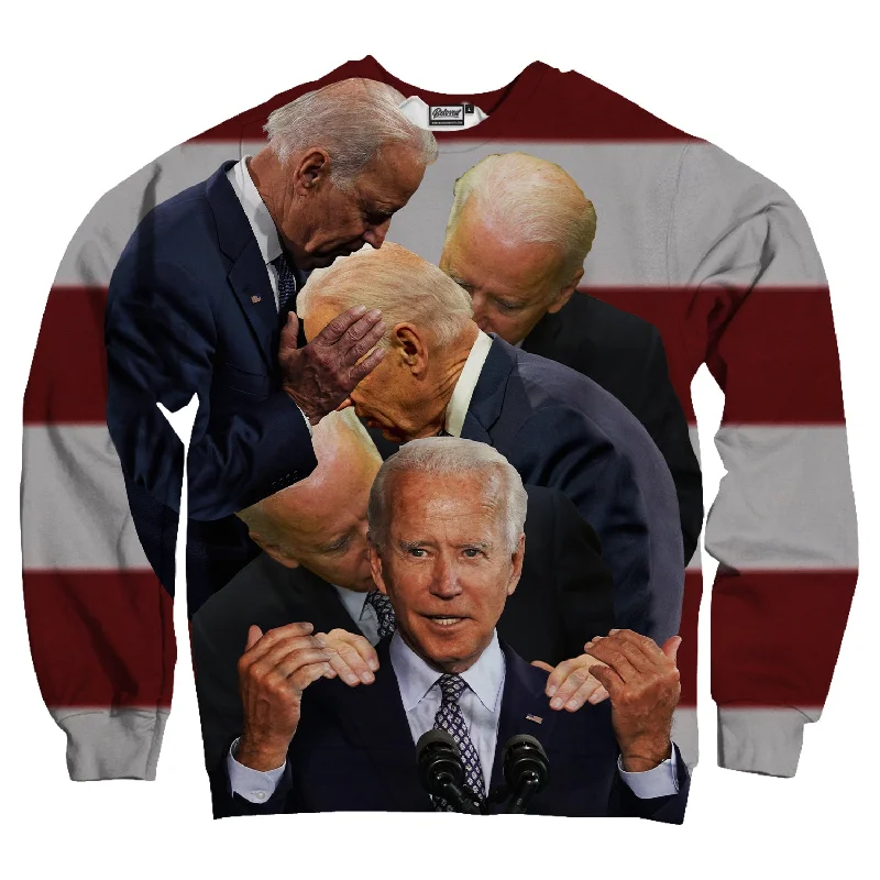 Biden Sniffing Unisex Sweatshirt Hoodie with Snap Buttons Easy Quick