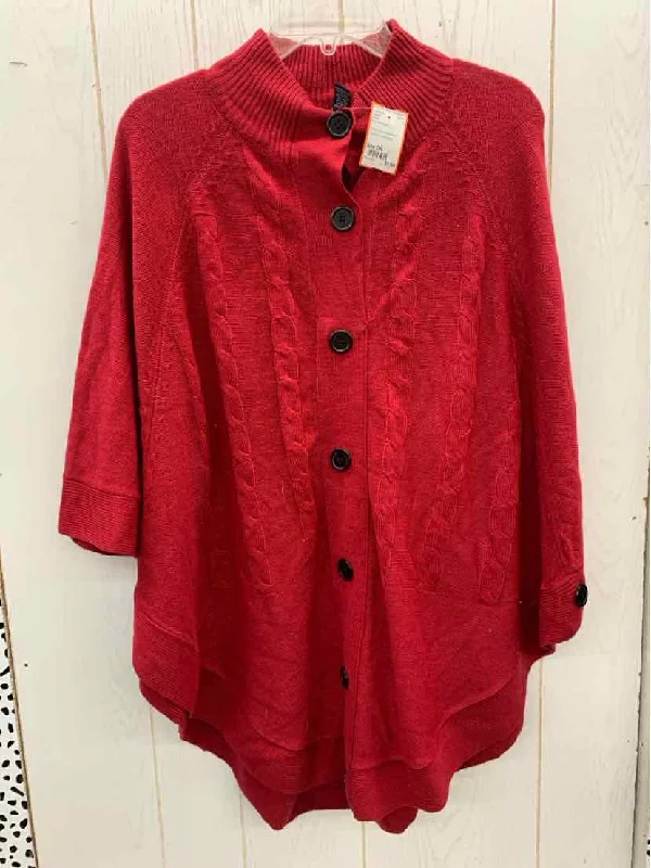 Angie Red Womens Size OS Sweater Zippered Buttoned Snapped