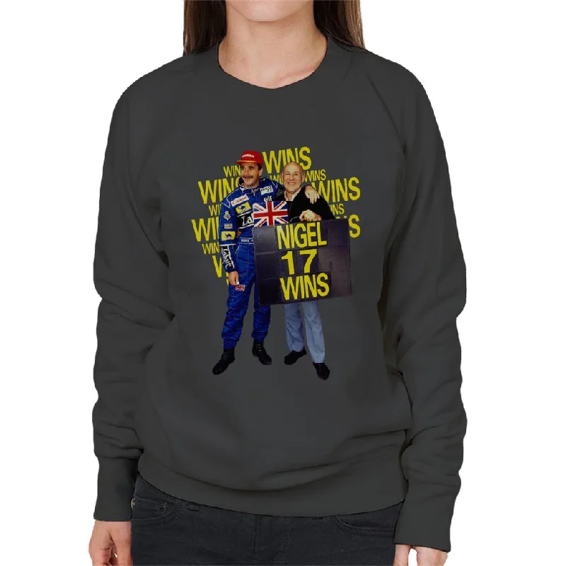 Motorsport Images Nigel Mansell With Stirling Moss At Silverstone 1991 Women's Sweatshirt Hoodie with Sequins Glamorous Eye-catching