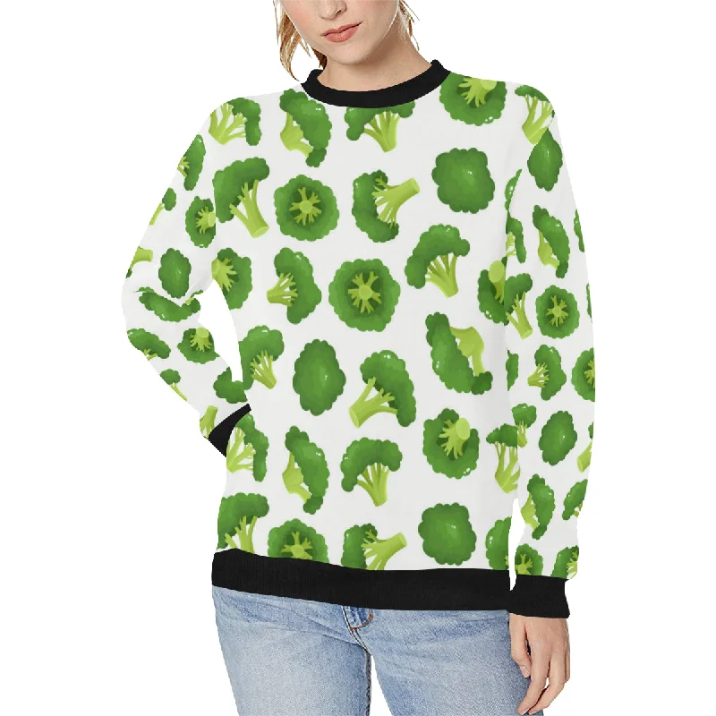 Cute broccoli pattern Women's Crew Neck Sweatshirt Hoodie with Elastic Waist Stretchable Comfortable