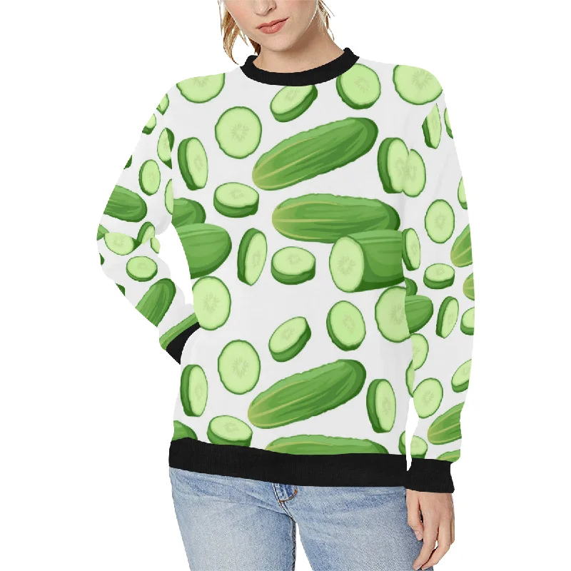 cucumber whole slices pattern Women's Crew Neck Sweatshirt Hoodie with Drawcord Adjustable Secure