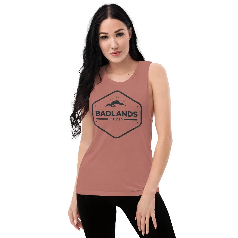 Badlands Womens Muscle Tank (black logo) sheer tank top