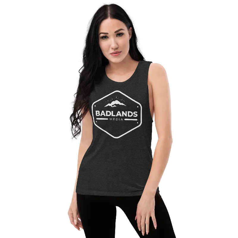 Badlands Womens Muscle Tank (white logo) v-neck tank top