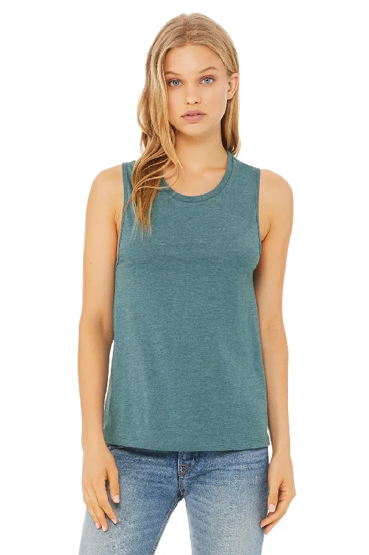 Bella + Canvas Womens Jersey Muscle Tank Top - Heather Deep Teal Blue cozy tank top