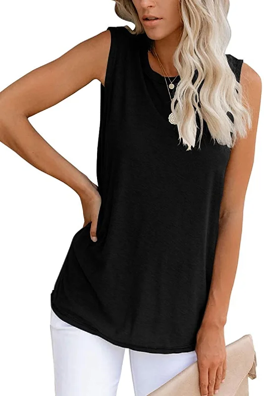 Bingerlily Women's Black Sleeveless Flowy Tank Top pastel tank top