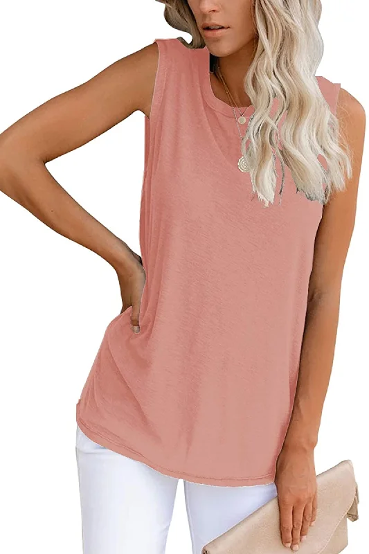 Bingerlily Women's Deep Peach Sleeveless Flowy Tank Top essential tank top