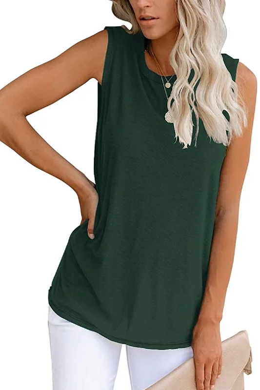 Bingerlily Women's Green Sleeveless Flowy Tank Top casual tank top