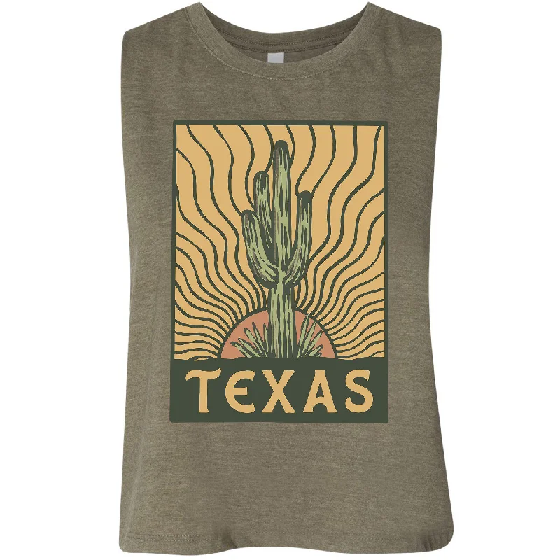 Desert Sunset Texas Crop Tank glitter tank top