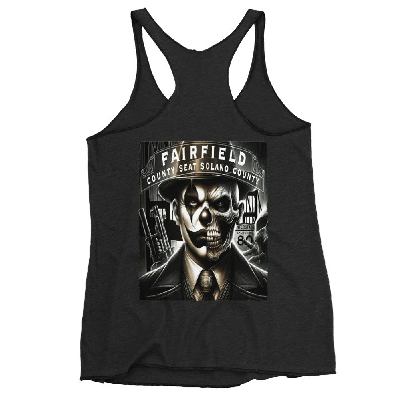 Deadpan Couture Women's Racerback "Fairfield 707" Skull Tank striped tank top