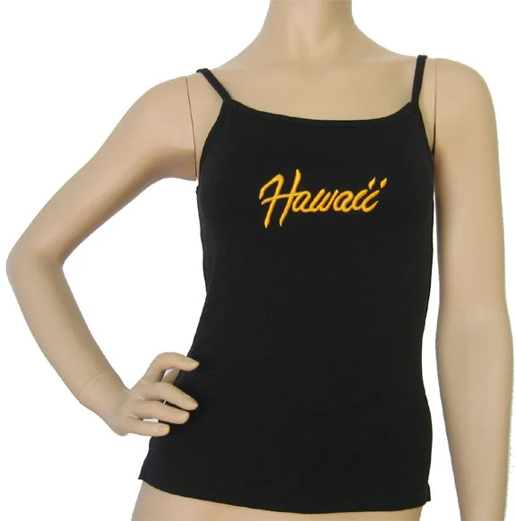 K9-SP511BEH (Black Embroidery Hawaii), 100% Knit Cotton Single strap Tank Top breathable tank top