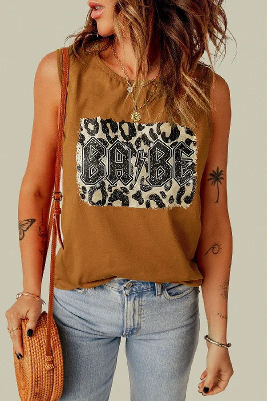 Leopard BABE Graphic Tank comfortable tank top