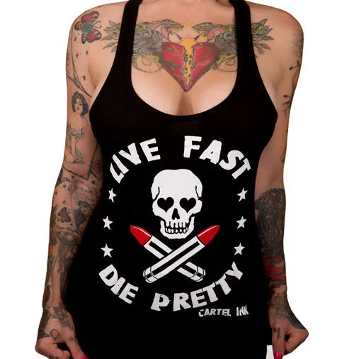 Live Fast Die Pretty Women's Racer Back Tank Top comfortable tank top