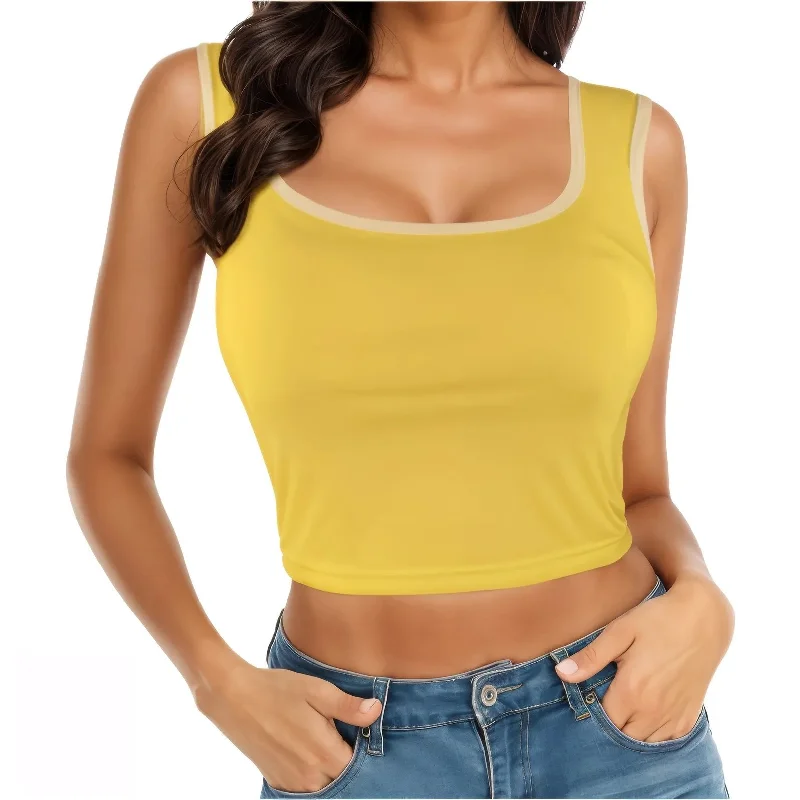 Miarna Yellow Cropped Tank lounge tank top