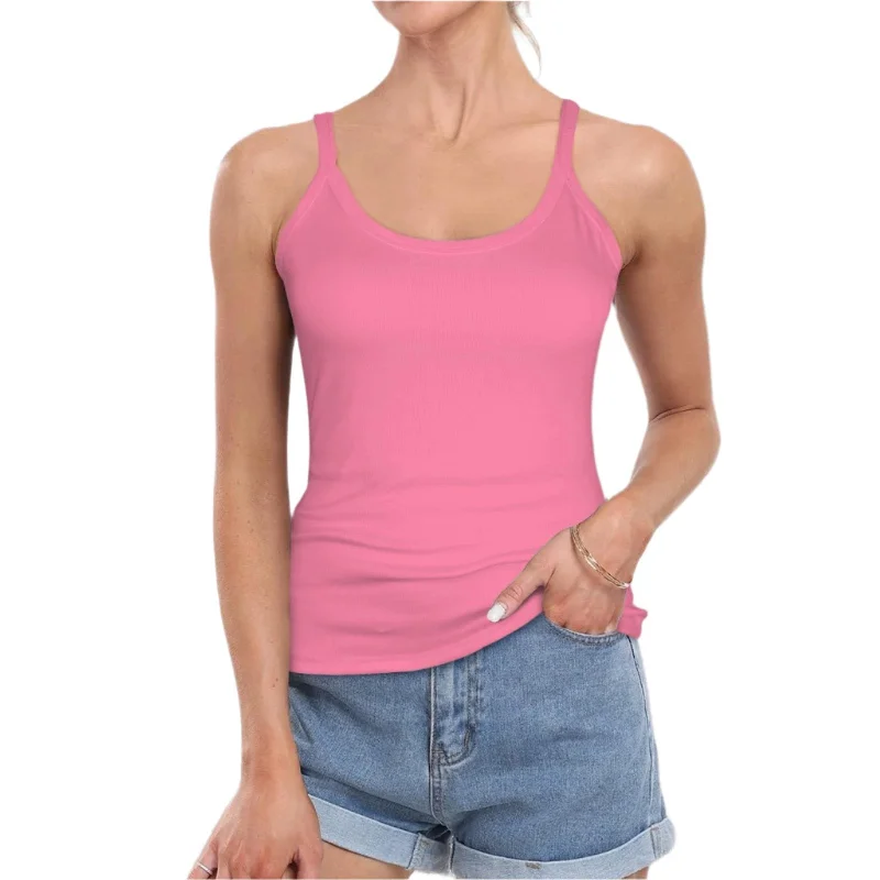 Perl Pink Ribbed Knit Tank Top bright tank top