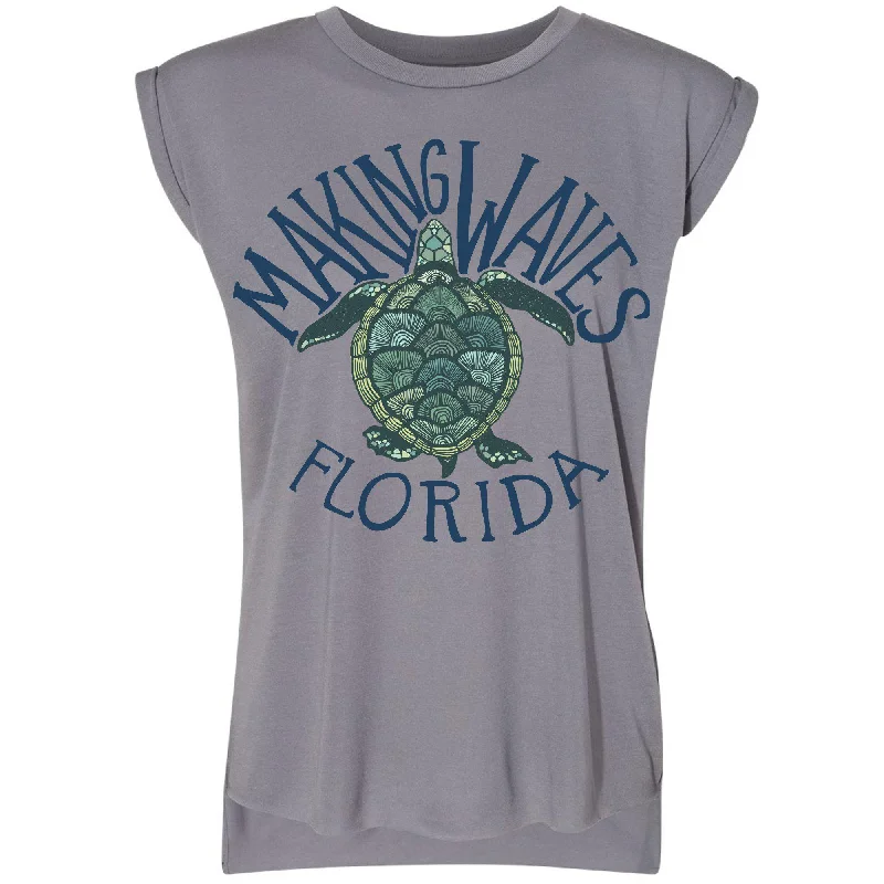 Sea Turtle Florida Rolled Sleeve Tank gym tank top