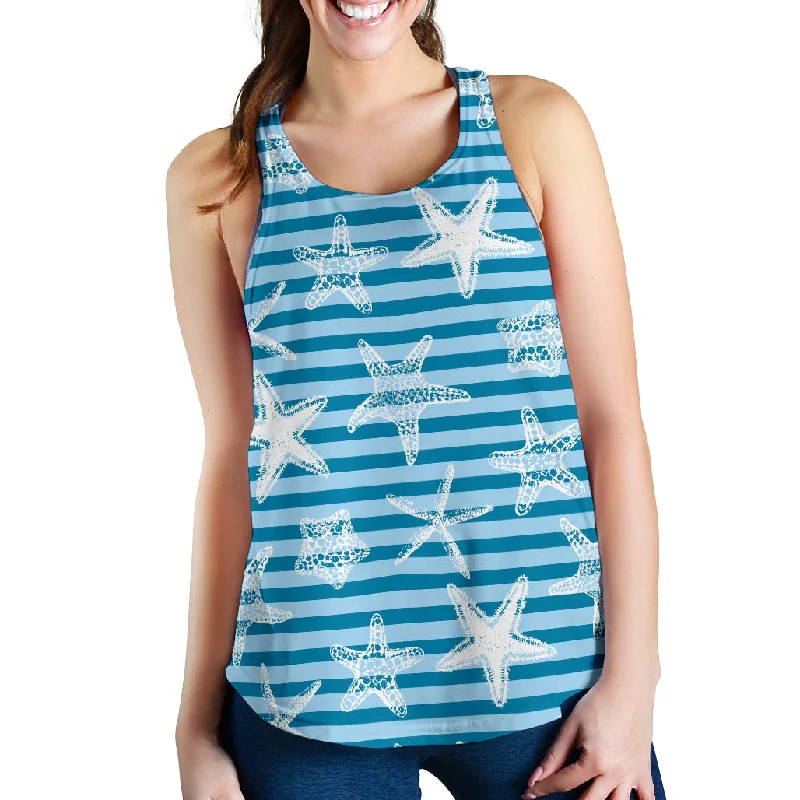 Starfish blue blackground Women Racerback Tank Top ribbed tank top