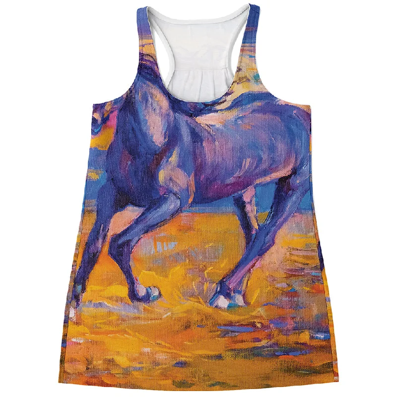 Sunset Horse Painting Print Women's Racerback Tank Top gym tank top