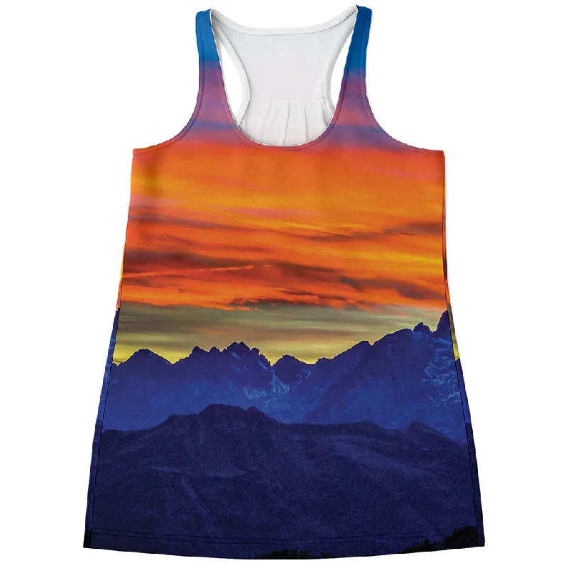 Sunset Mountain Print Women's Racerback Tank Top fashionable tank top