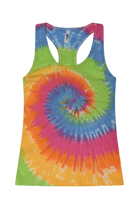 Tie-Dye Womens Racerback Tank Top - Eternity baby blue tank