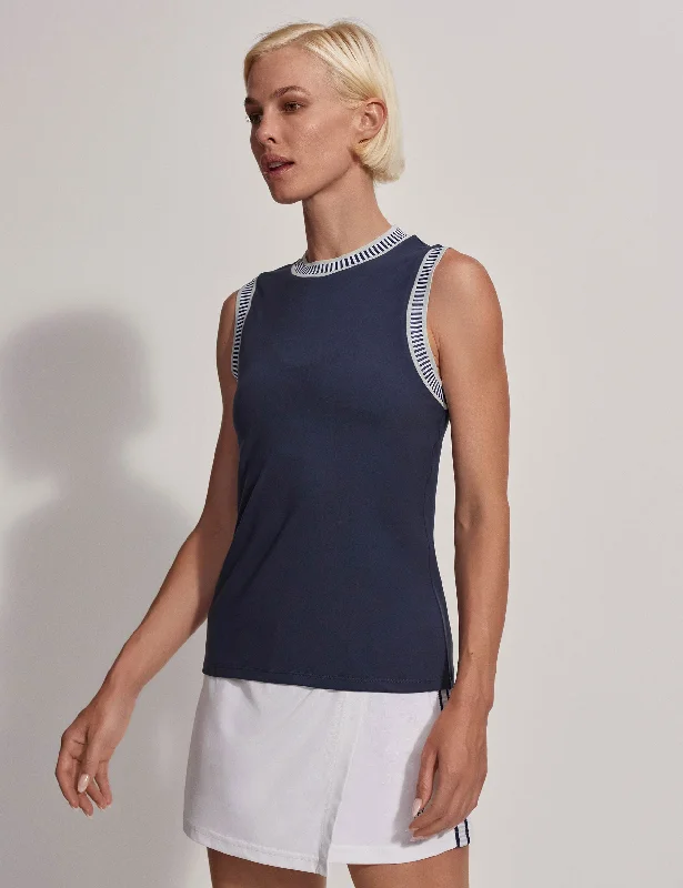 Hessian Performance Tank - Blue Nights/Pearl Blue one shoulder tank