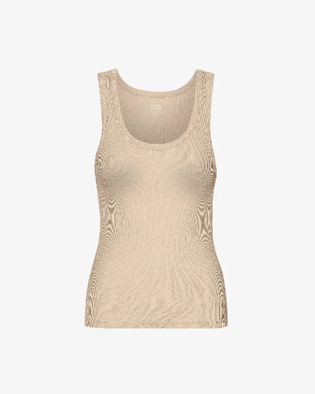 Women Organic Rib Tank Top - Honey Beige ivory tank top