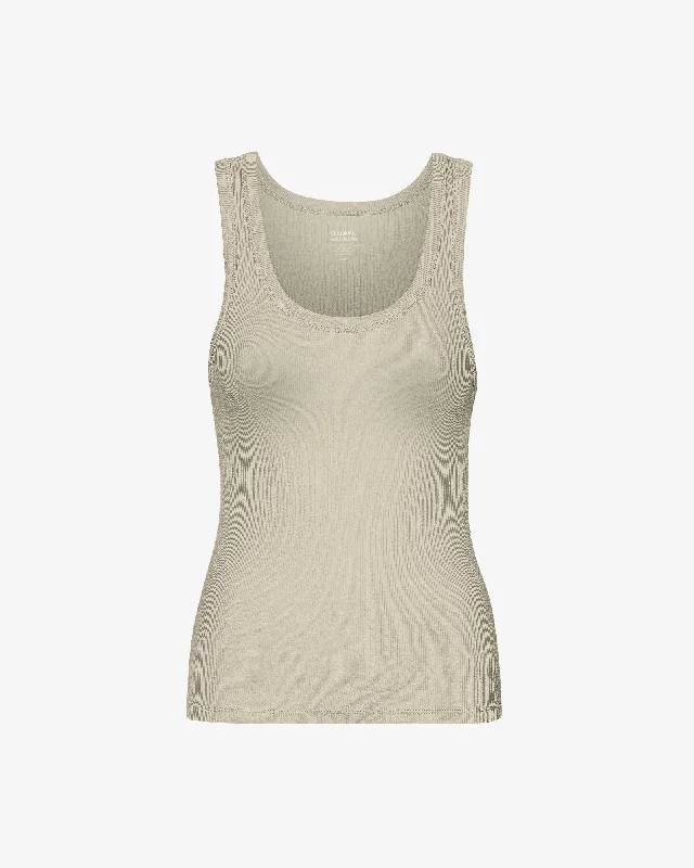 Women Organic Rib Tank Top - Oyster Grey sage tank top