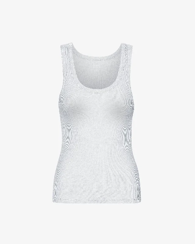 Women Organic Rib Tank Top - Snow Melange scoop neck tank