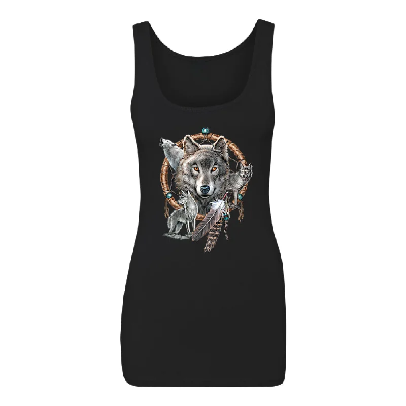 Zexpa Apparel™ Dreamcatcher Wovles Howling Tattoo Women's Tank Top Souvenir Shirt spandex blend tank