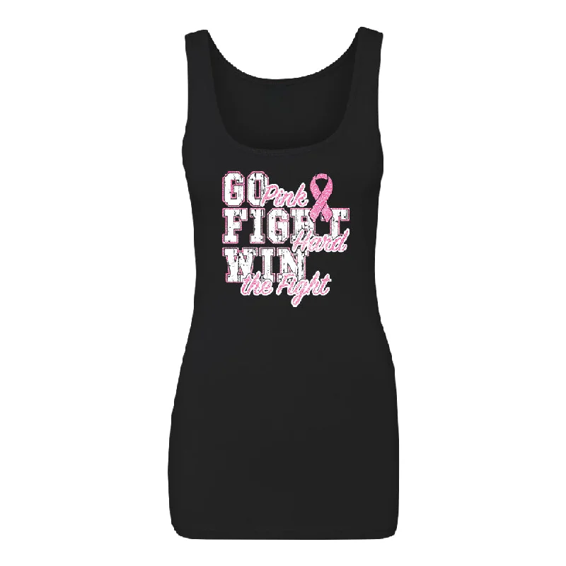 Zexpa Apparel™ Fight Hard Win The Fight Women's Tank Top Breast Cancer Awareness Shirt peach tank top