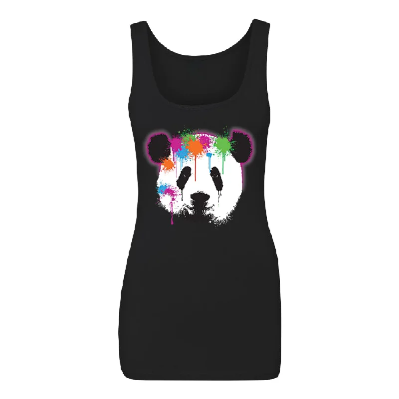 Zexpa Apparel™ Funny Neon Panda Head Colored Women's Tank Top Souvenir Shirt strappy tank top