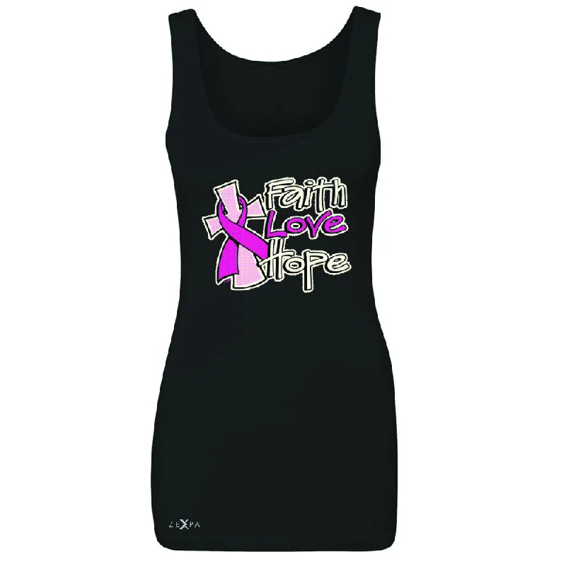 Zexpa Apparel™ Faith Love Hope Breast Cancer October Women's Tank Top Awareness Sleeveless flirty tank top