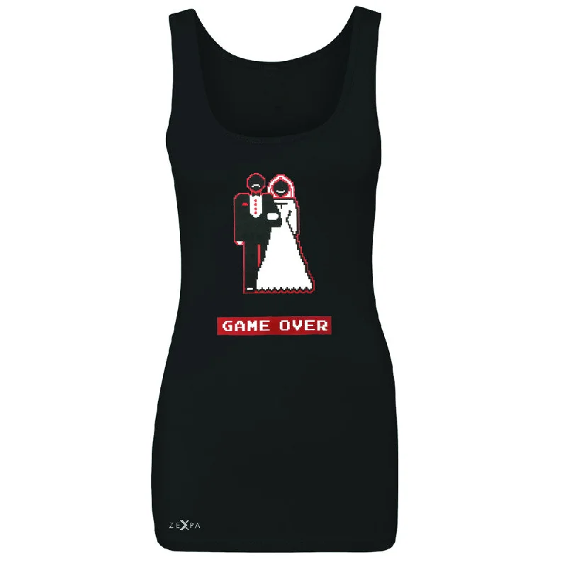 Zexpa Apparel™ Game Over Wedding Married Video Game Women's Tank Top Funny Gift Sleeveless flirty tank top