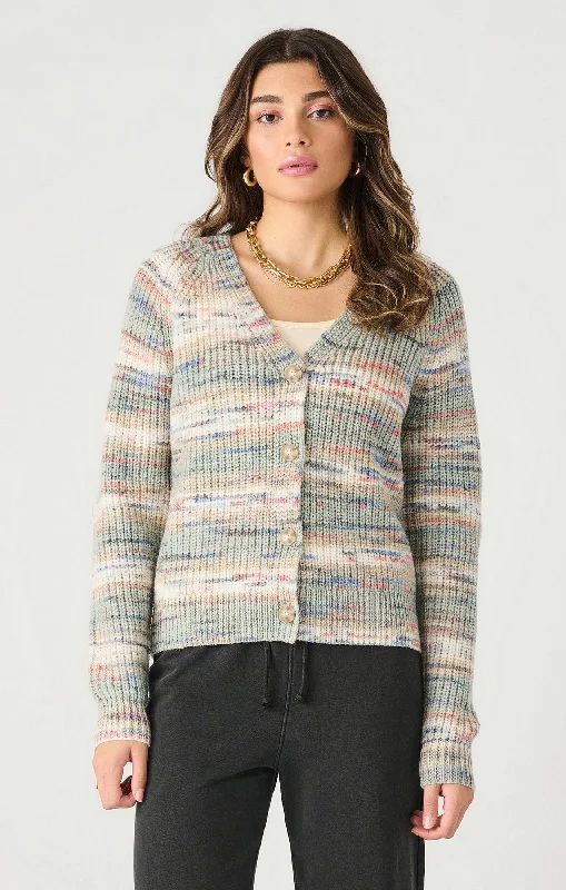 Dex LS Button Spacedye Cardigan Hooded Cardigan Collared Cardigan Shawl Collar