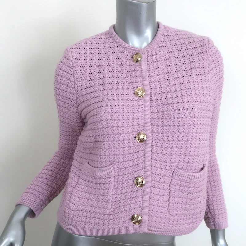 Ba&Sh Gaspard Crochet Knit Cardigan Lilac Cotton-Blend Size Small Seamless Knitted Crochet