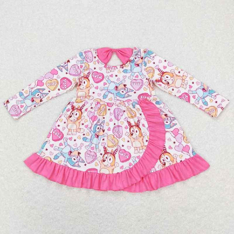 Baby Girls Dress Cartoon Fashion Long Sleeve Valentines Dresses GLD0497 Shift Classic Vintage