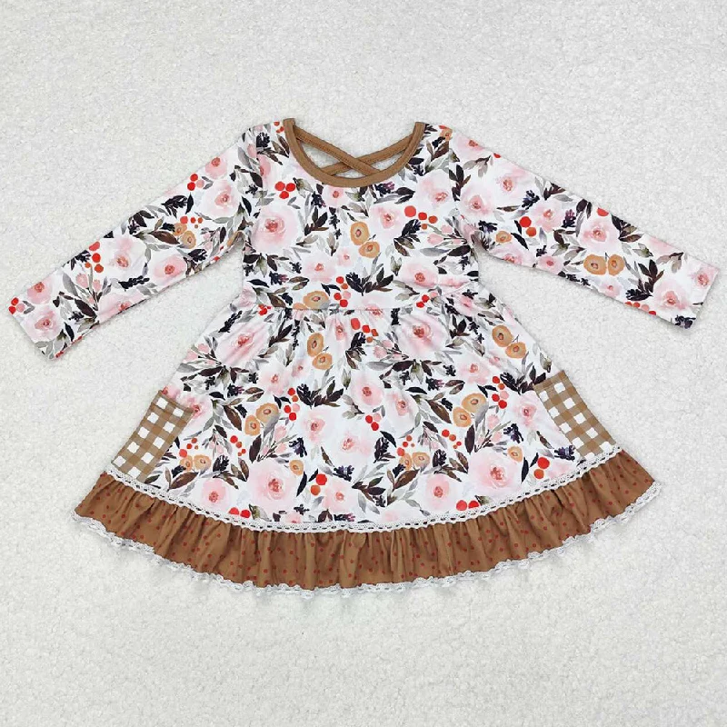 Baby Girls Dress Fall Ruffle Checkered Knee Length Dresses GLD0530 A-Line Day Work