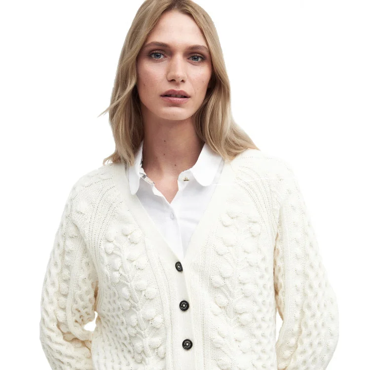 Barbour Ladies Wallflower Knitted Cardigan - Aran Stretchy Elastic Breathable