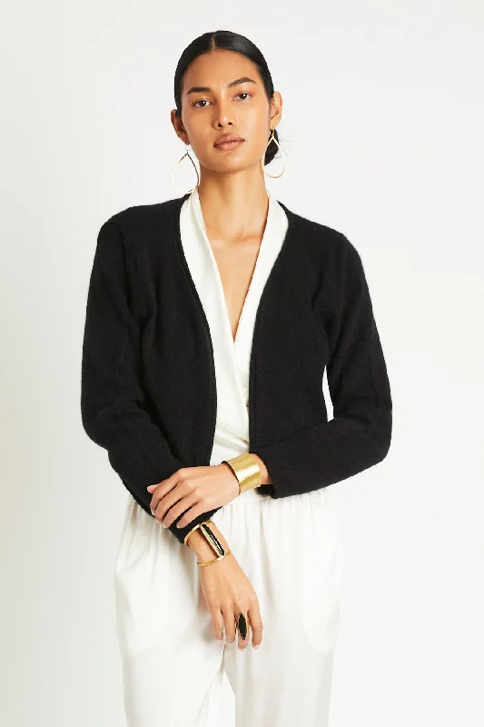 + Beryll Katharine Cashmere Cropped Cardigan | Black Nylon Fabric Polyester Fabric Spandex Fabric