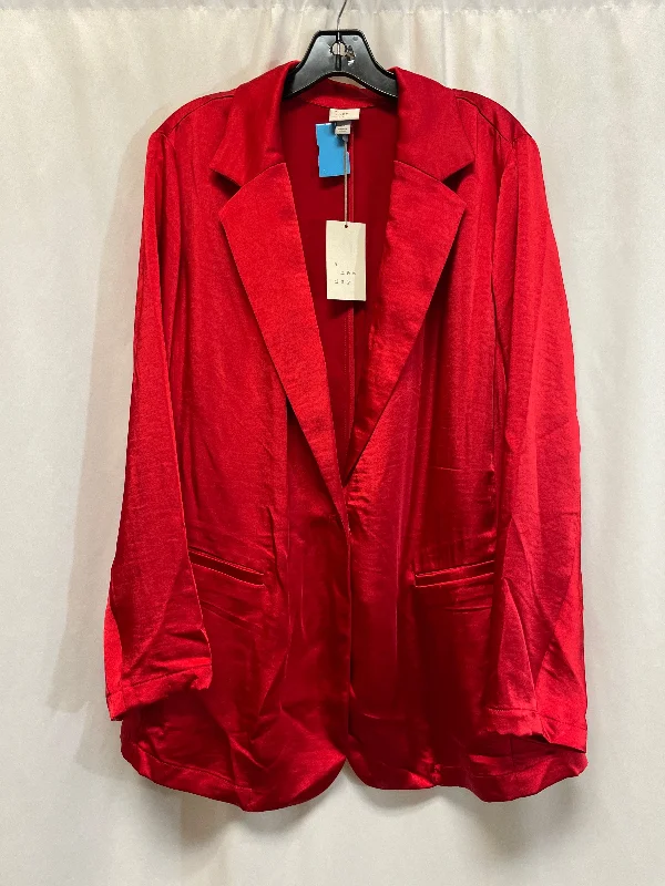 Blazer By A New Day In Red, Size: Xxl Silk Women's Blazer