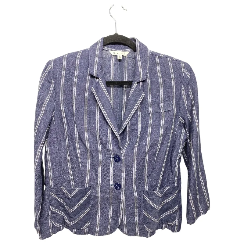 Blazer By Cabi In Striped Pattern, Size: 6 Women's Navy Jacket