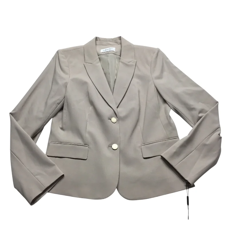 Blazer By Calvin Klein In Beige, Size: 12 Women's Leather Blazer