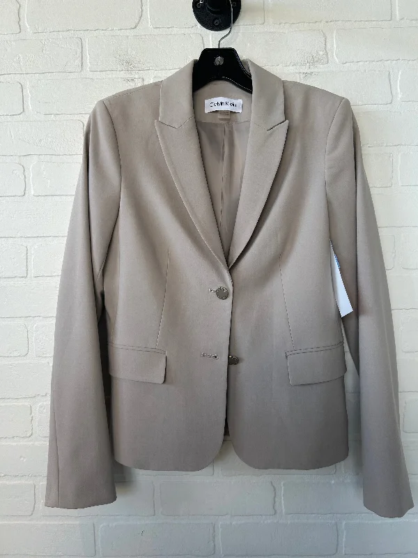 Blazer By Calvin Klein In Tan, Size: S Women's Custom Jacket