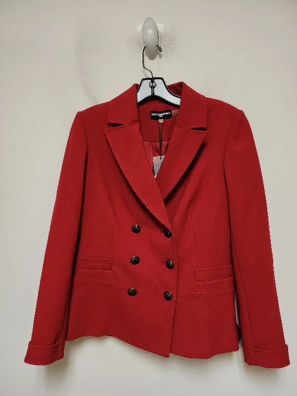 Blazer Designer By Karl Lagerfeld In Red, Size: S Women's Warm Suit