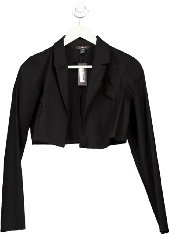 Boohoo Black Boxy Cropped Blazer UK 10 Women's Elegant Jacket