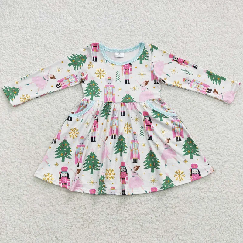 Christmas Baby Girls Dresses Long Sleeve Cartoon Dress GLD0245 Tunic Top Casual