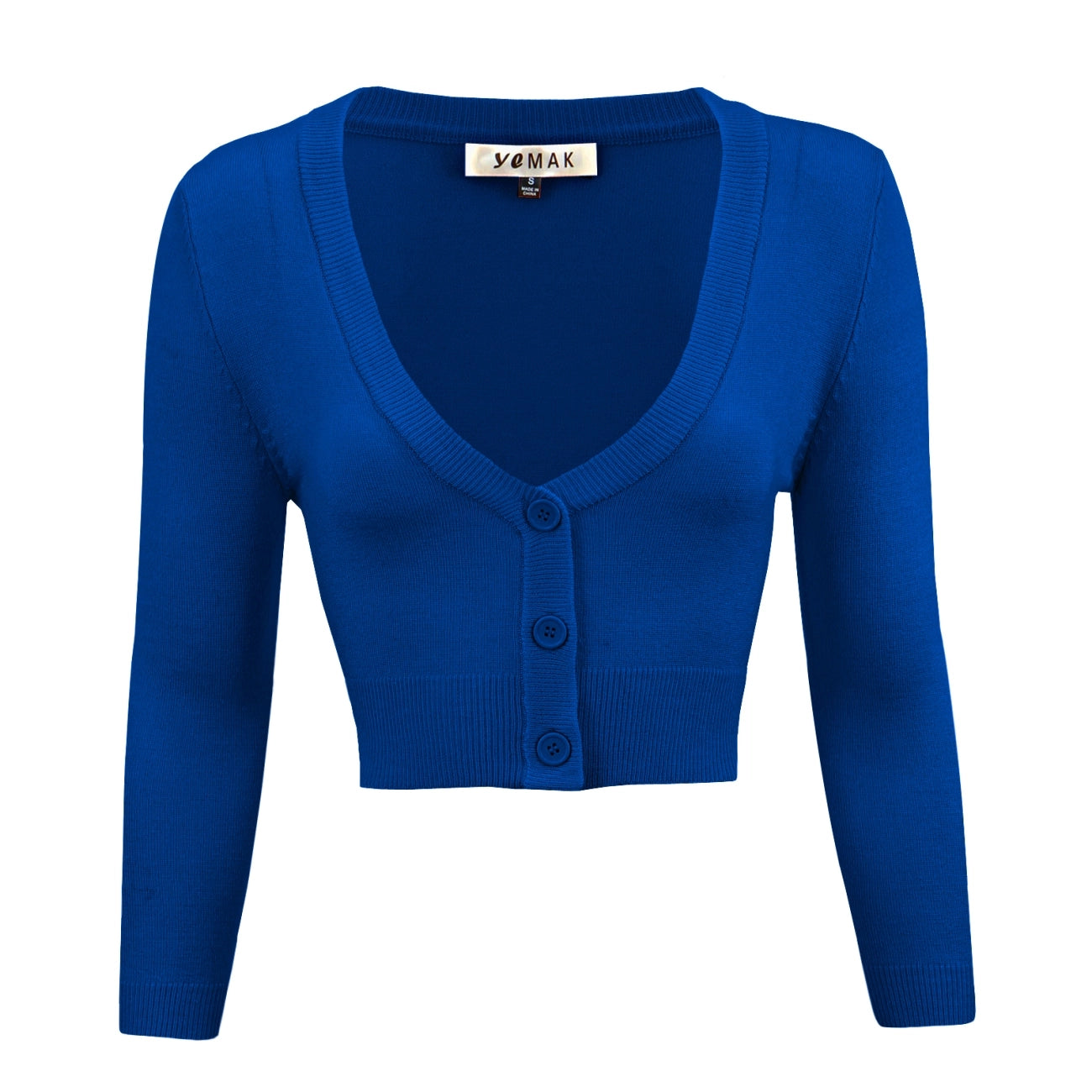 Cropped Cardigan - Royal Blue Iron Safe Non-Iron Wrinkle Free